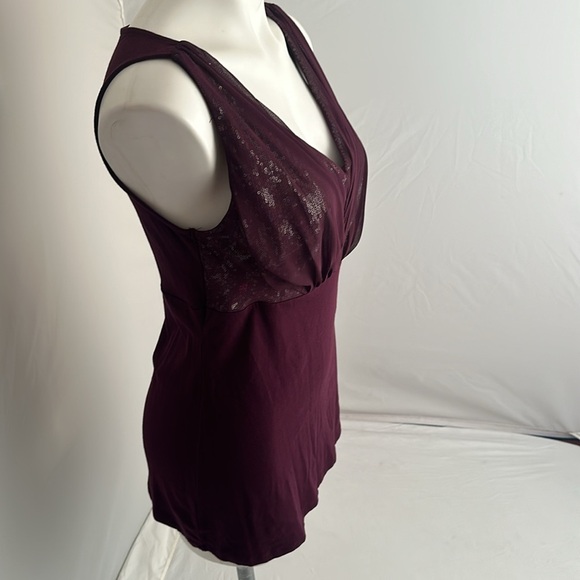 Express merlot rhinestone embellished sleeveless stretch top - Picture 2 of 13